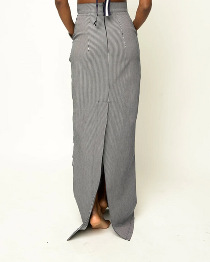 Striped Pleated Skirt