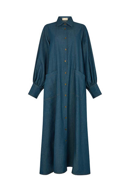Flared Shirt Denim Dress