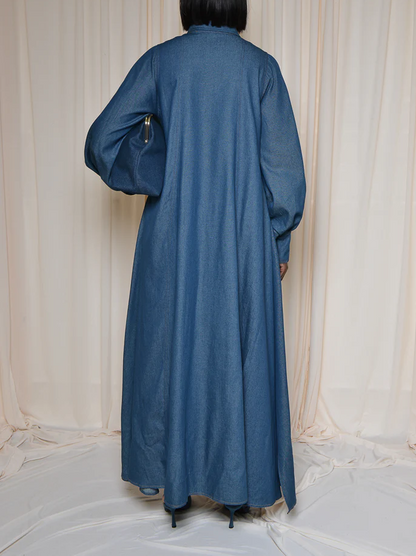 Flared Shirt Denim Dress