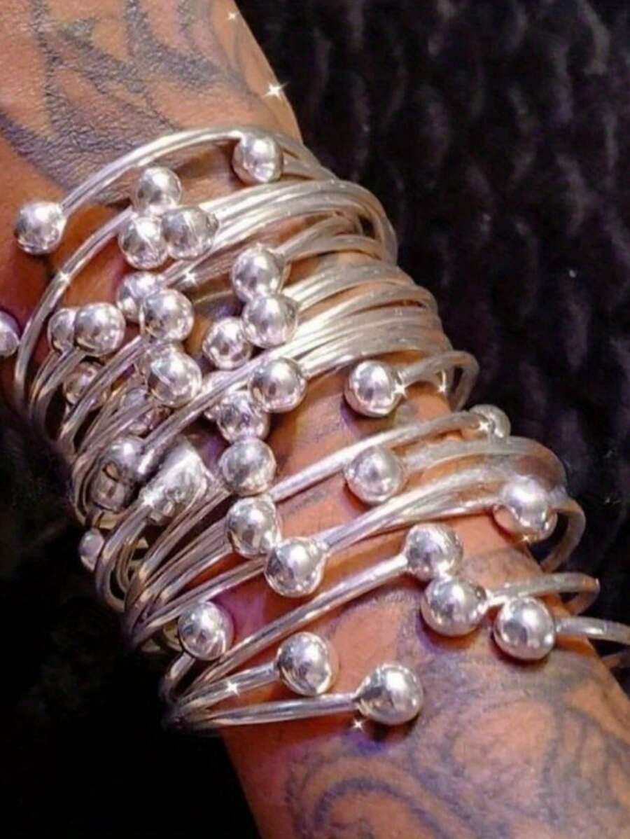 5pcs Retro Boho Thick Bangles Bracelets