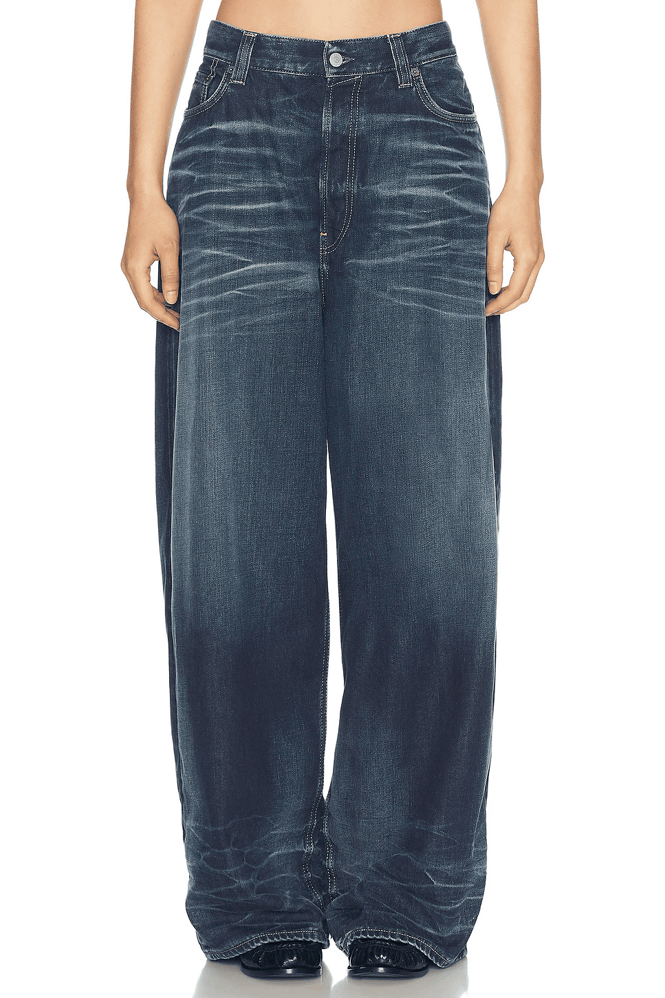 Draped  Twill Jacket+Broadway Super Wide Leg Jeans