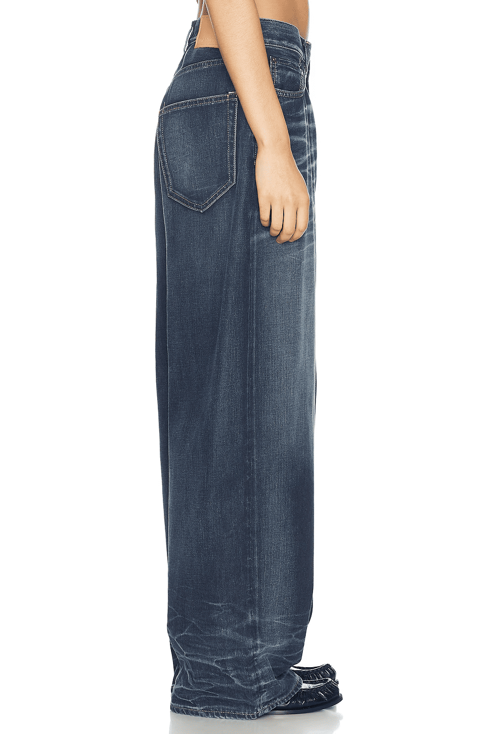 Draped  Twill Jacket+Broadway Super Wide Leg Jeans
