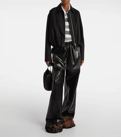 Draped  Twill Jacket+Broadway Super Wide Leg Jeans