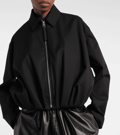 Draped  Twill Jacket+Broadway Super Wide Leg Jeans