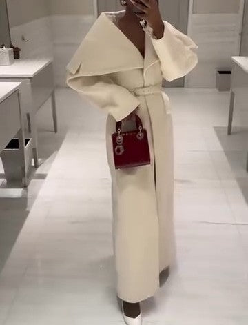 Fashionable Belted Wool Felt Coat