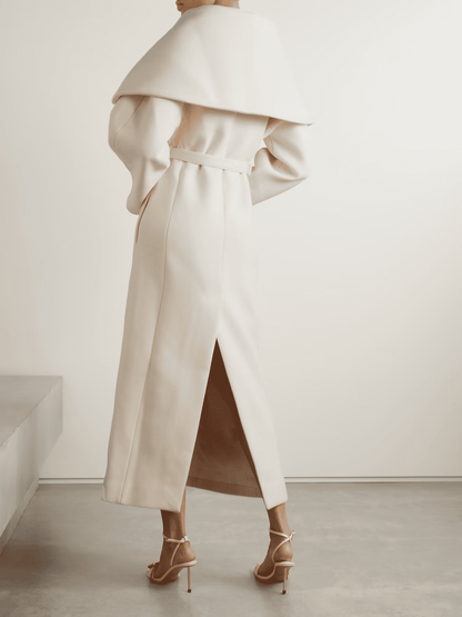 Fashionable Belted Wool Felt Coat