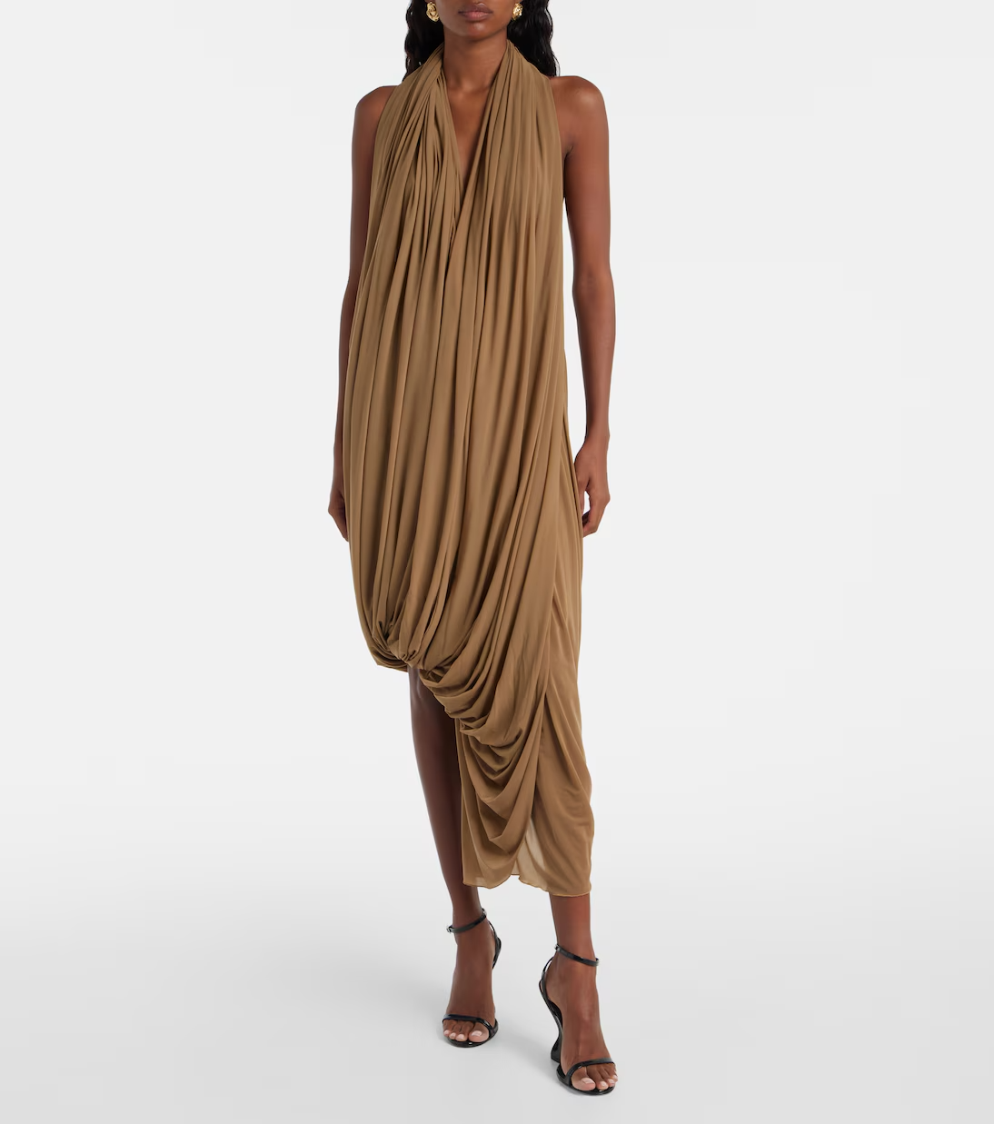 Draped Open-Back Cocktail Dress