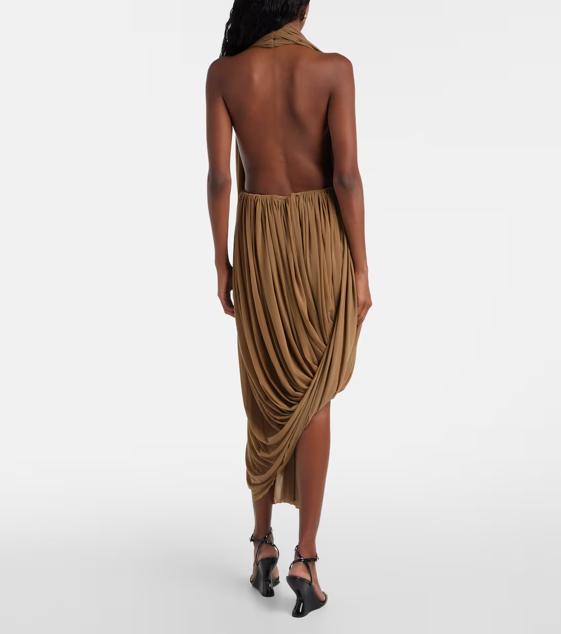Draped Open-Back Cocktail Dress