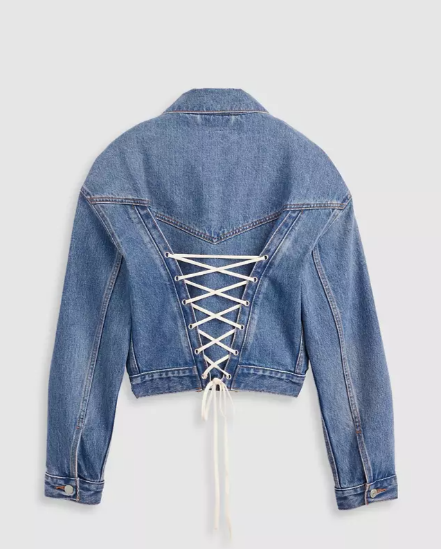 Denim Jacket with Tie-Back Detail