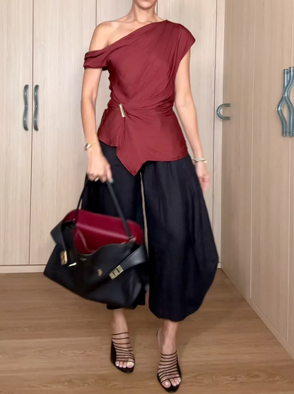 Asymmetrical Top + Linen Pants