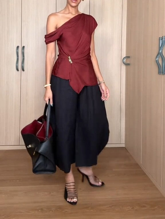 Asymmetrical Top + Linen Pants