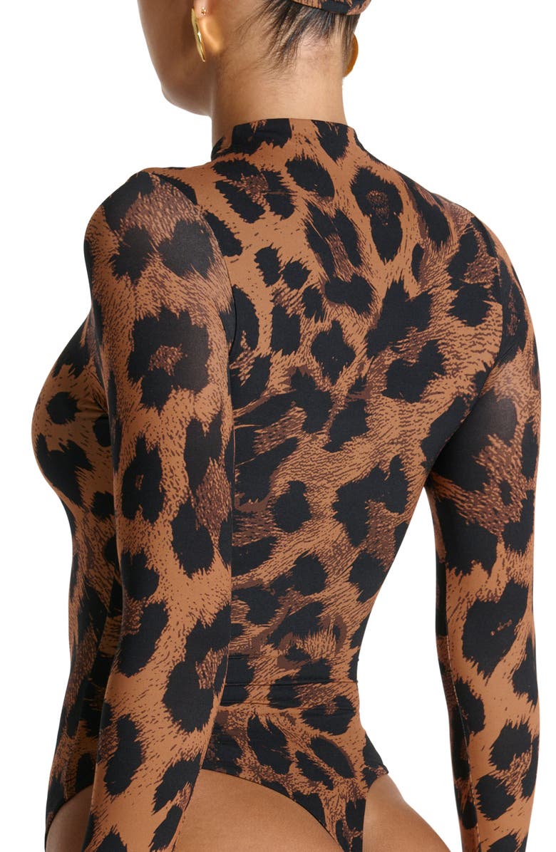 Naked Snakeskin Print Long Sleeve Bodysuit