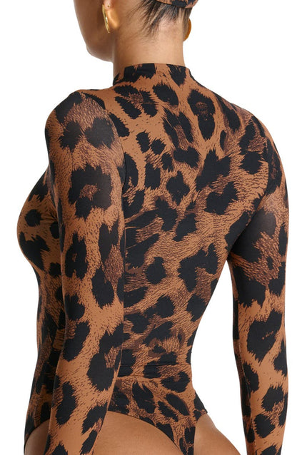 Naked Snakeskin Print Long Sleeve Bodysuit