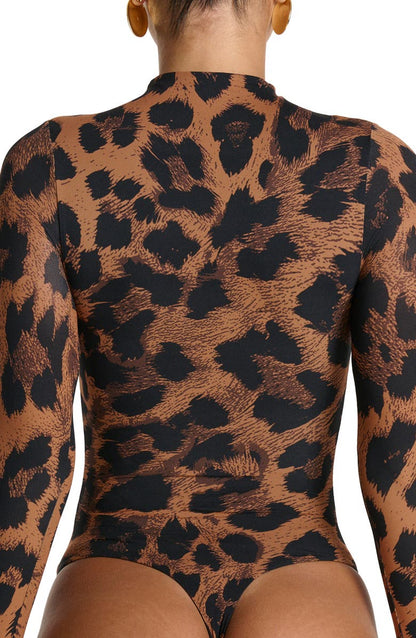 Naked Snakeskin Print Long Sleeve Bodysuit