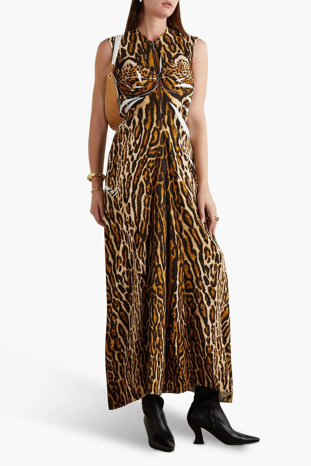 Leopard-Print Stretch-Crepe Maxi Dress