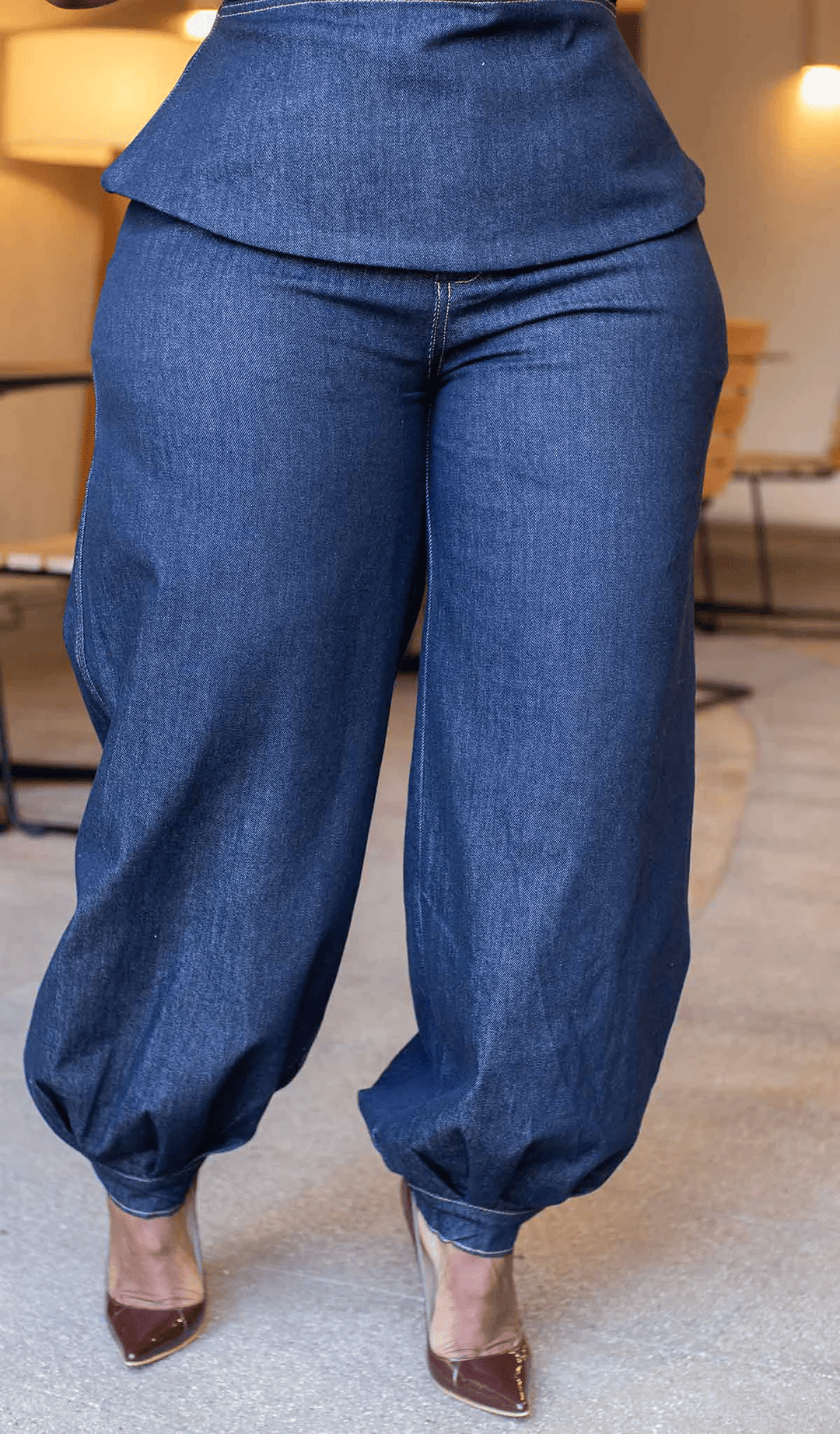 Denim Halter Pant Set