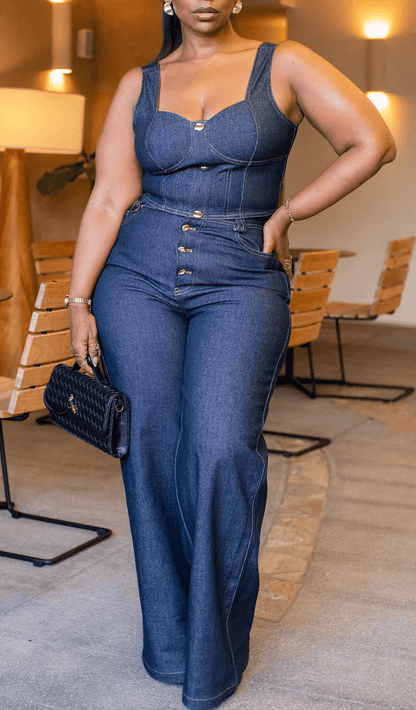 Denim Trench Coat Three-Piece Set