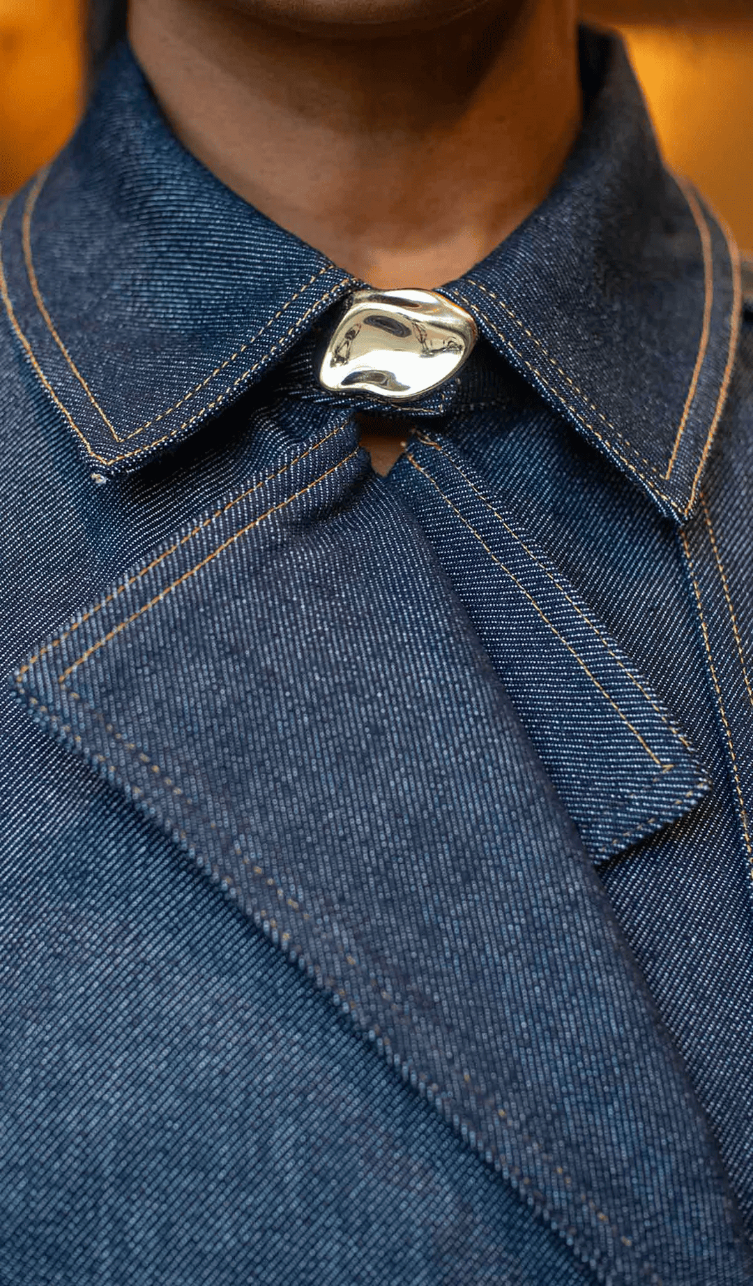 Denim Trench Coat Three-Piece Set