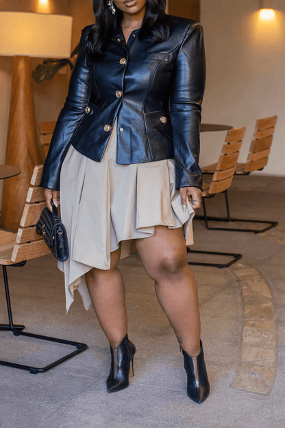 Drape Asymmetric Jacket + Skirt Set