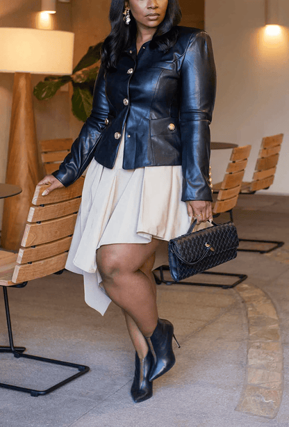 Drape Asymmetric Jacket + Skirt Set