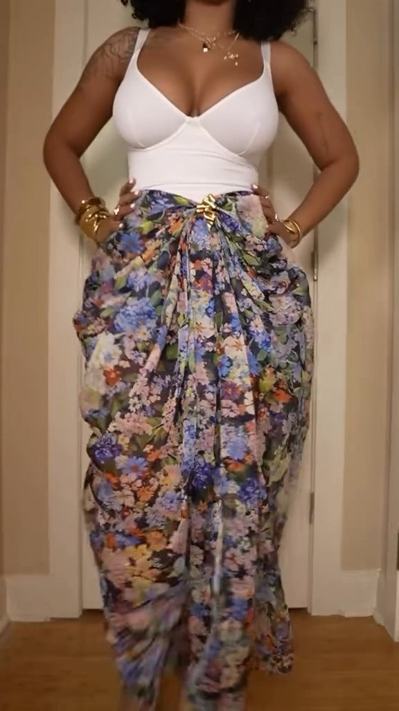 Floral Draped Skirt