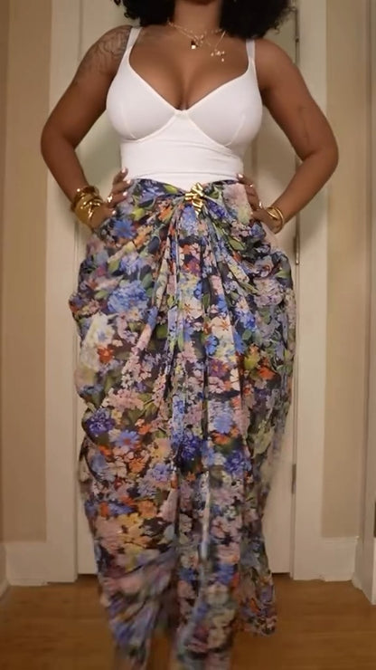 Floral Draped Skirt