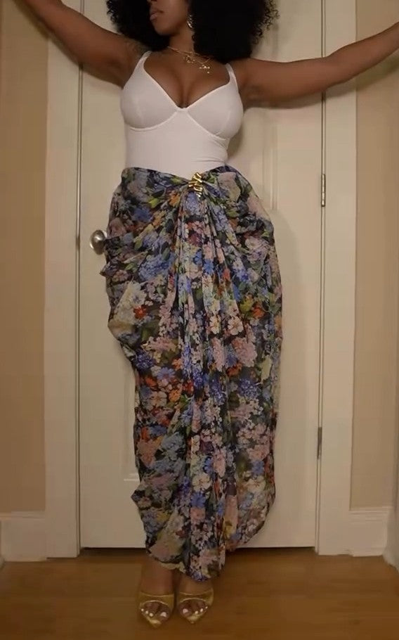 Floral Draped Skirt