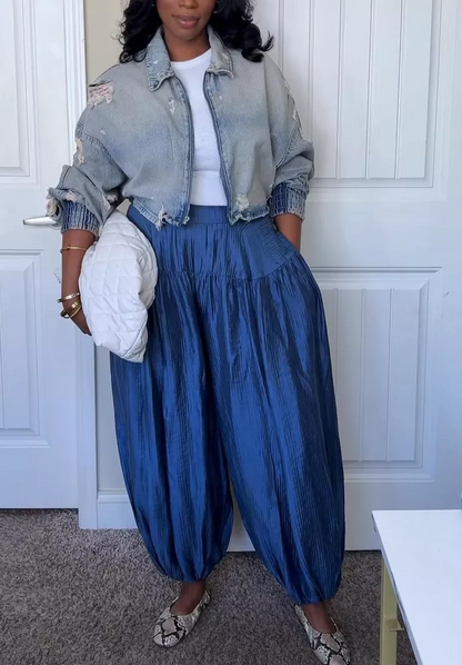 Billow Pants In Washed Navy