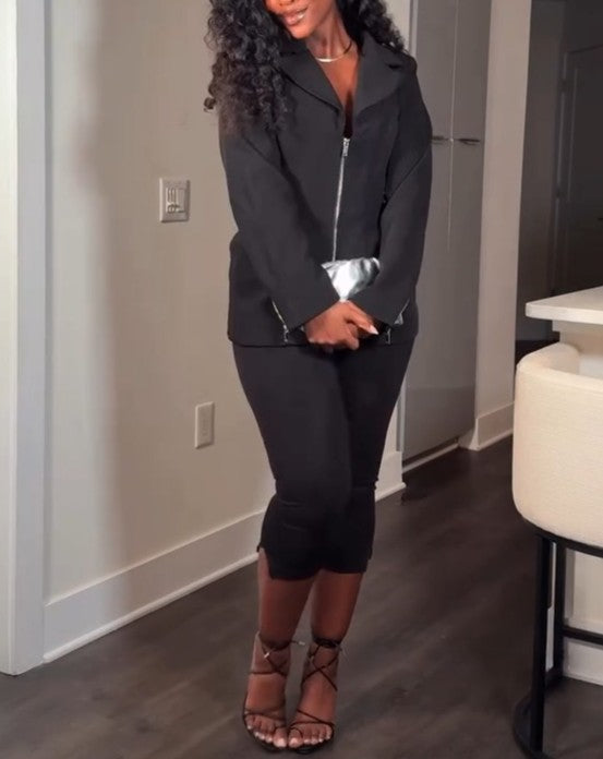 Peplum Blazer+Strech Pants