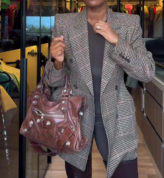 Houndstooth Hourglass Wool Blazer