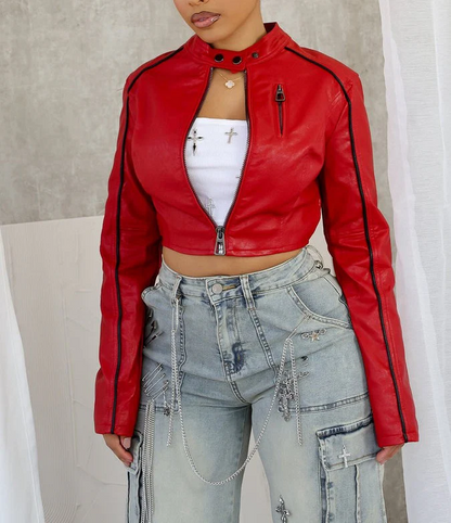 Fall PU Crop Jacket