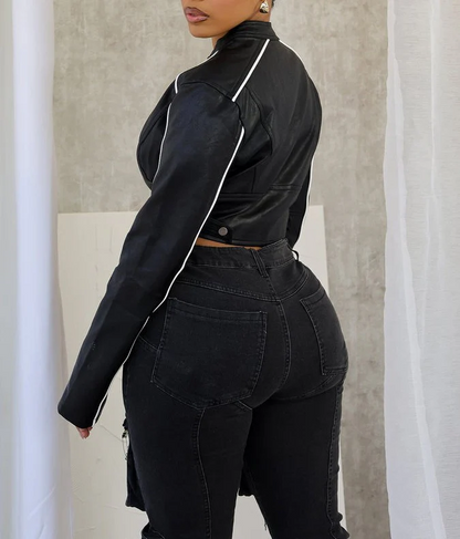 Fall PU Crop Jacket
