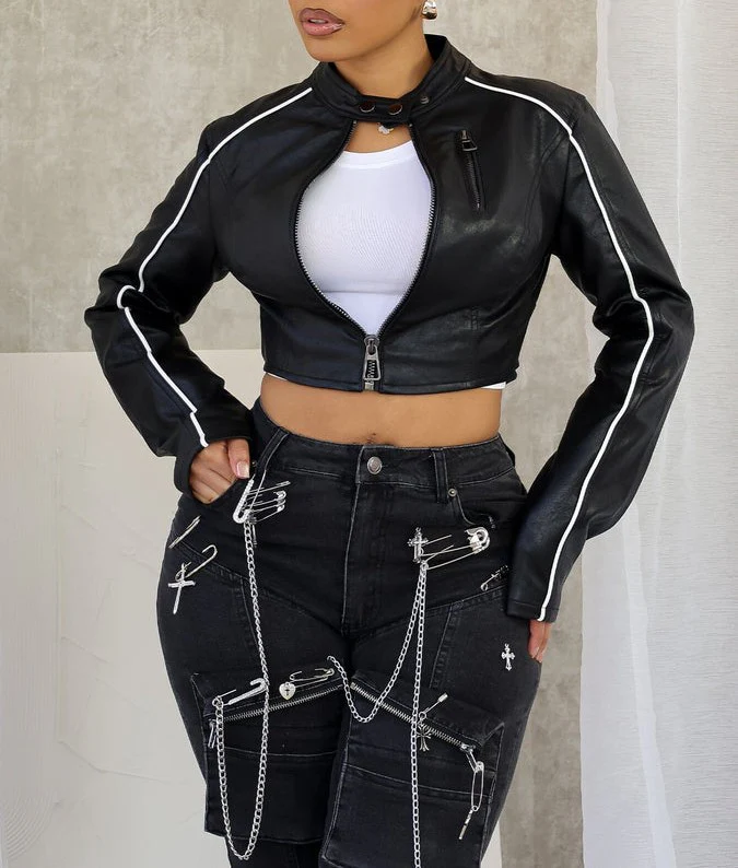 Fall PU Crop Jacket