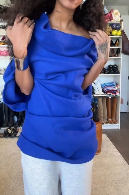 Pleated Top +Loose Straight-Leg Pants