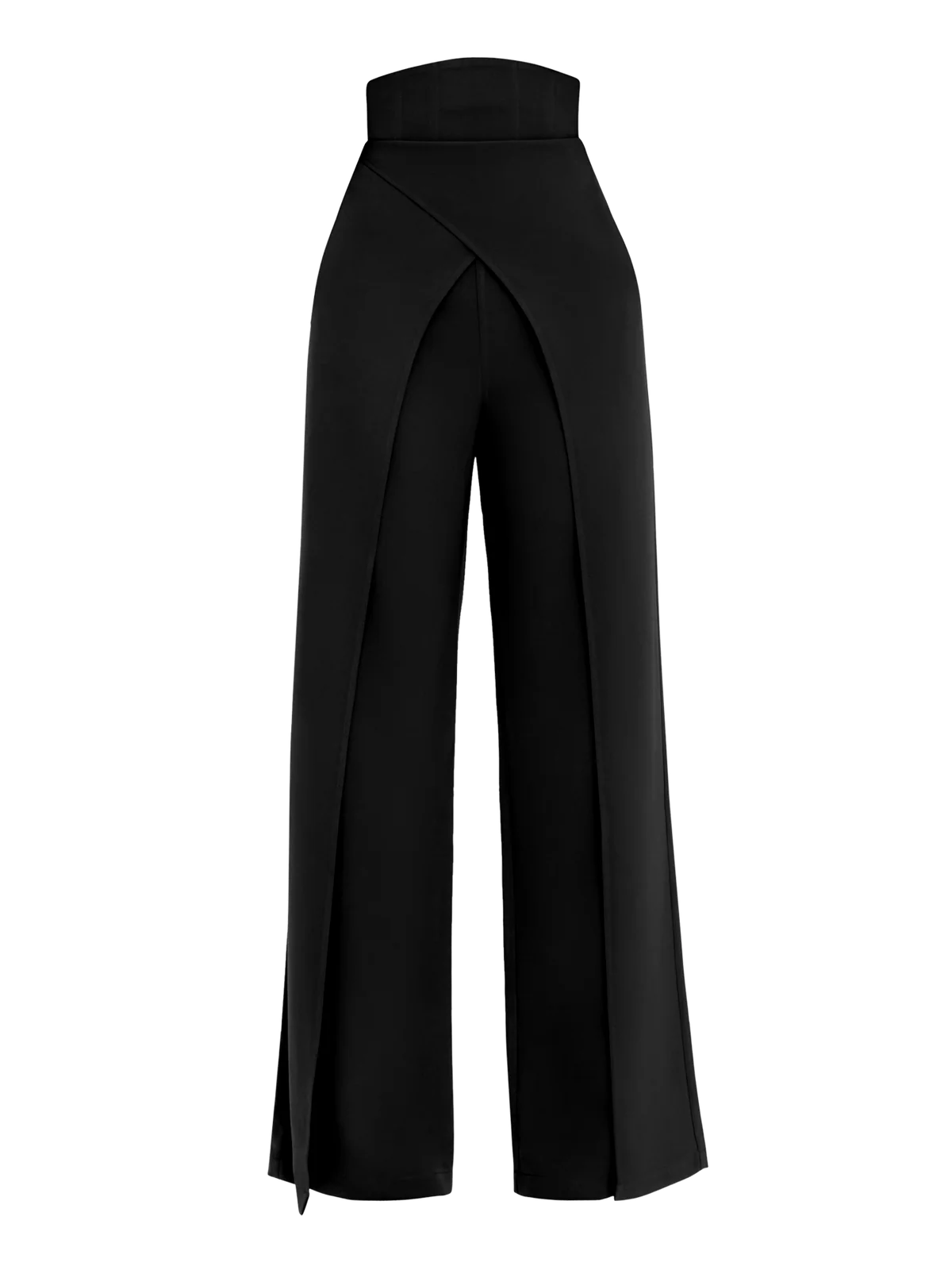 Corset-Style Domed Waistband Wide-Leg Pants