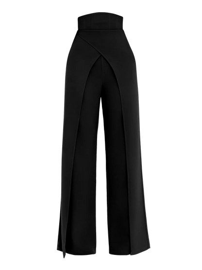 Corset-Style Domed Waistband Wide-Leg Pants