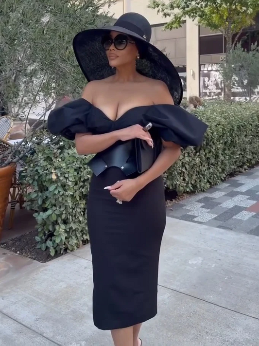 Off-shoulder Ruffled Midi Dress