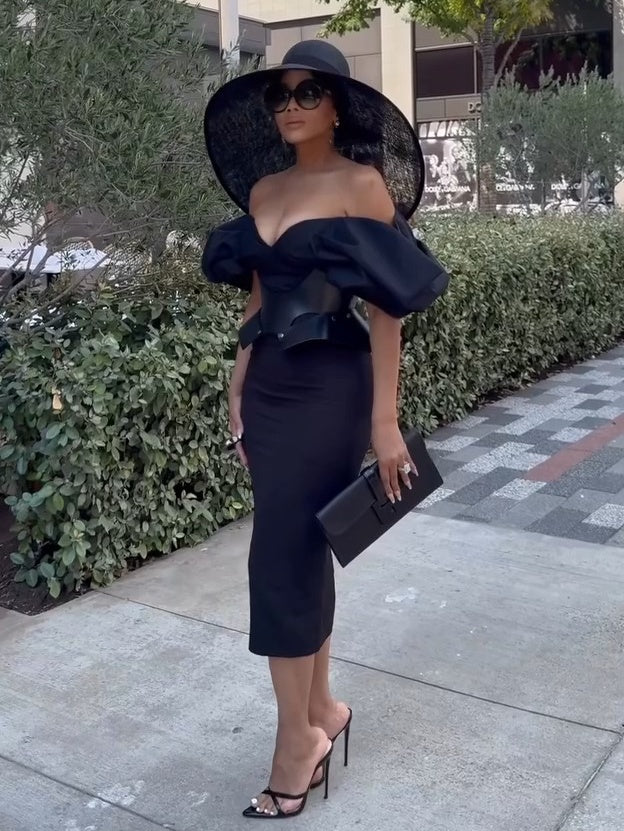 Off-shoulder Ruffled Midi Dress