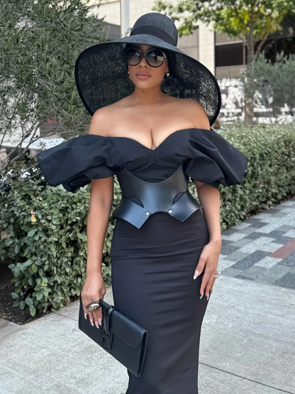 Off-shoulder Ruffled Midi Dress