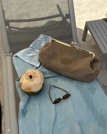 Large Woven Kiss Lock Bag