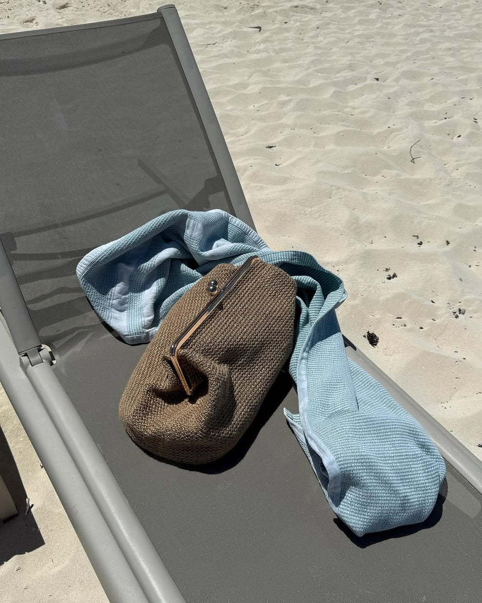 Large Woven Kiss Lock Bag