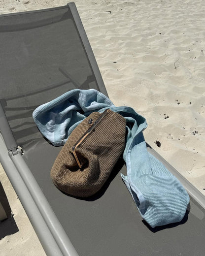 Large Woven Kiss Lock Bag