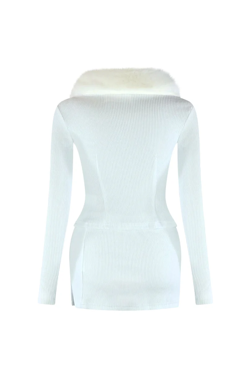 Faux Fur-Trimmed Top & Skirt Set