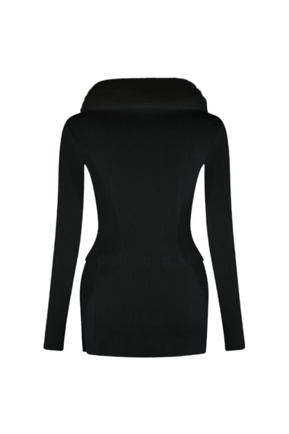 Faux Fur-Trimmed Top & Skirt Set