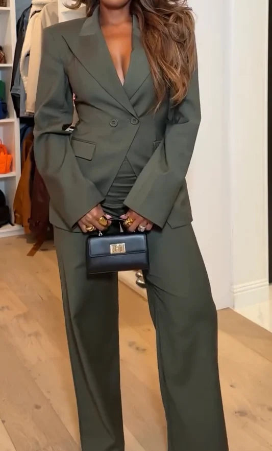 Slim-Fit Asymmetric Double-Breasted Jacket And Trousers Suit