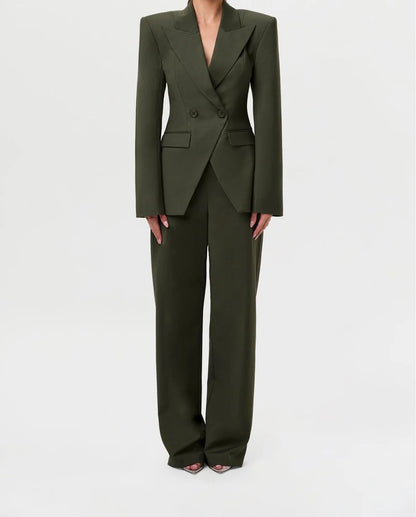 Slim-Fit Asymmetric Double-Breasted Jacket And Trousers Suit