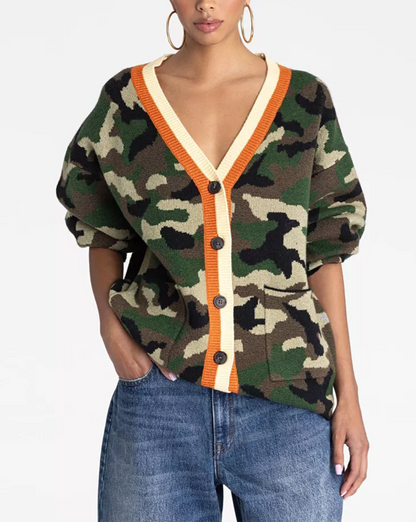 The Slouchy Camo Knit Cardigan