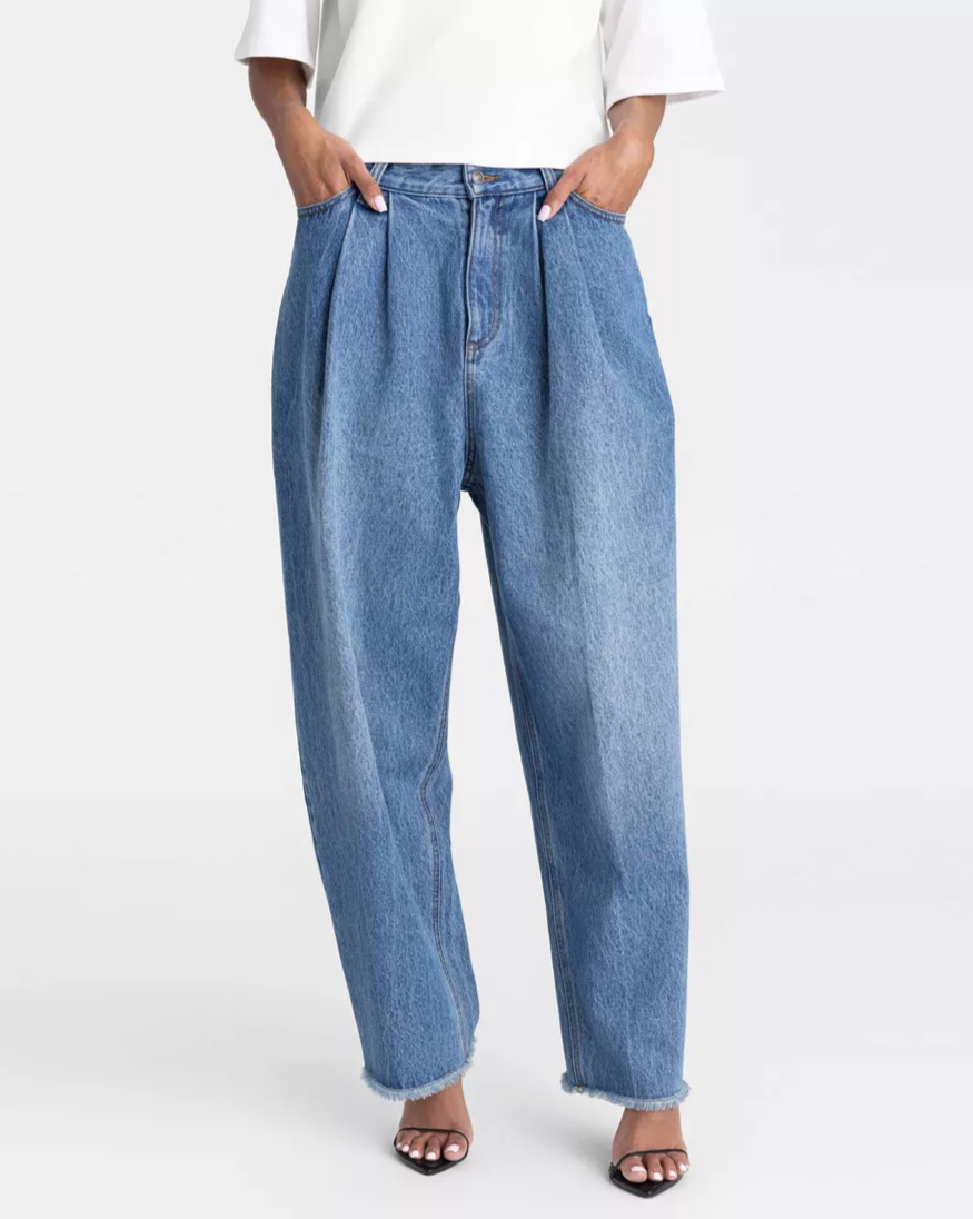 High-Rise Barrel Leg Jeans