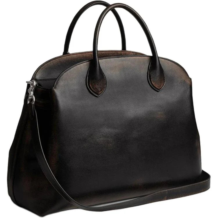 Oversized British retro distressed style hand-held crossbody commuter bag