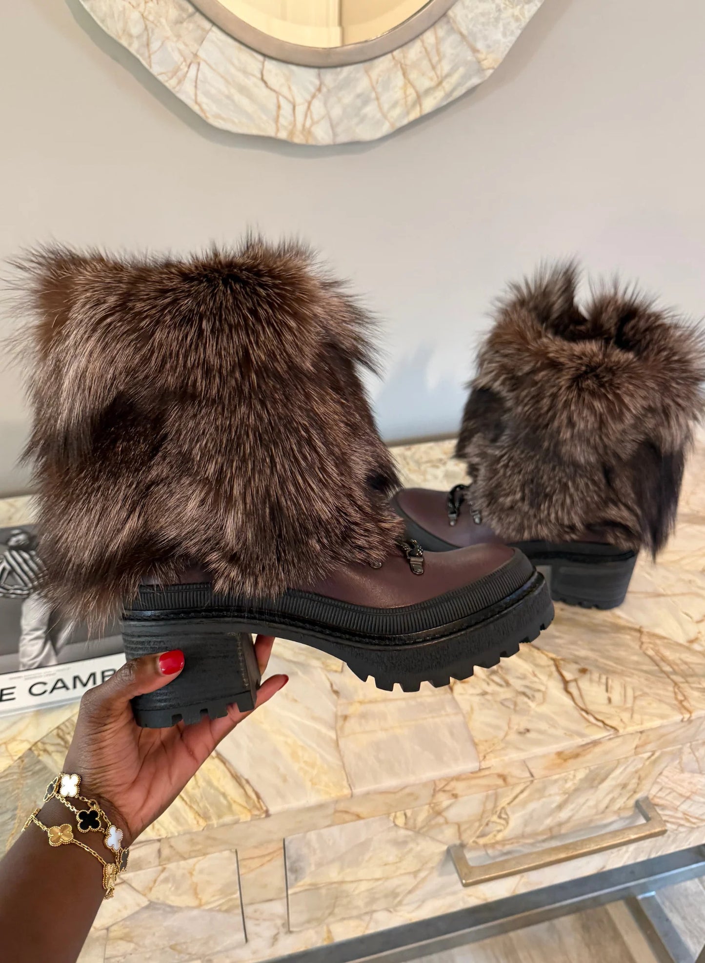 Faux Fox Fur Boots